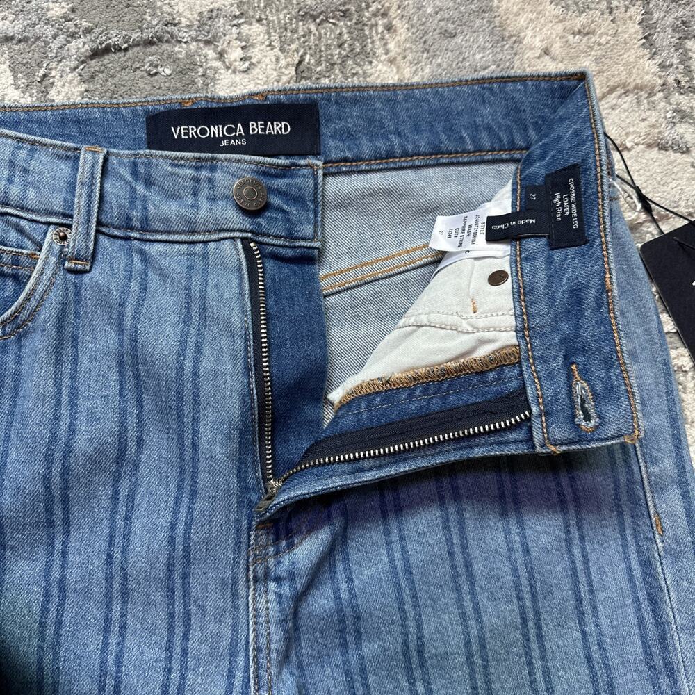 NWT Veronica Beard Blue Striped Flare Jeans - Picture 6 of 12